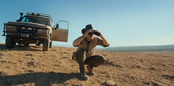 Movie still from “Chupa” (2023), directed by Jonás Cuarón – Wide shot, Low angle