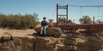 Movie still from “Chupa” (2023), directed by Jonás Cuarón – Wide shot, High angle