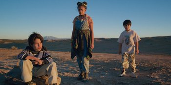 Movie still from “Chupa” (2023), directed by Jonás Cuarón – Wide shot, Low angle