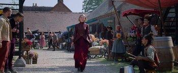 Movie still from “Cinderella” (2021), directed by Kay Cannon – Wide shot, Over the shoulder angle