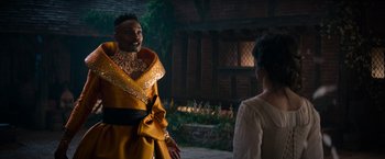 Movie still from “Cinderella” (2021), directed by Kay Cannon – Medium shot, Over the shoulder angle
