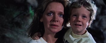 Movie still from “Close Encounters of the Third Kind” (1977), directed by Steven Spielberg – A person with blue eyes; Close Up shot, Low angle