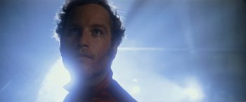 Movie still from “Close Encounters of the Third Kind” (1977), directed by Steven Spielberg – A person looking at the camera; Close Up shot, Low angle