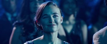 Movie still from “Clouds” (2020), directed by Justin Baldoni – A person smiling at the camera; Close Up shot, Over the shoulder angle
