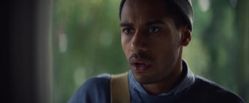 Movie still from “Color Out of Space” (2019), directed by Richard Stanley – A person with a beard; Close Up shot, Over the shoulder angle