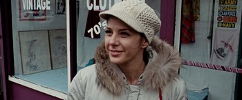 Movie still from “The Wrestler” (2008), directed by Darren Aronofsky – A person wearing a hat and a jacket; Close Up shot, Low angle