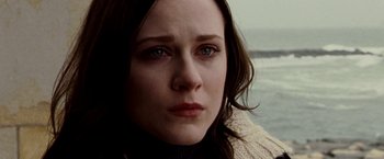 Movie still from “The Wrestler” (2008), directed by Darren Aronofsky – A woman's face in a sweater; Close Up shot, Low angle