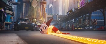 Movie still from “DC League of Super-Pets” (2022), directed by Jared Stern – An image of an animated character laying on the ground; Wide shot, Low angle
