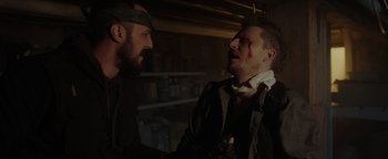 Movie still from “Dangerous” (2021), directed by David Hackl – Two men are fighting in a room; Close Up shot, Over the shoulder angle