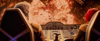 Movie still from “Dark Phoenix” (2019), directed by Simon Kinberg – A fighter jet cockpit flying through the sky; Close Up shot, High angle