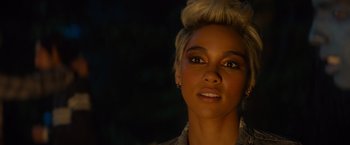 Movie still from “Dark Phoenix” (2019), directed by Simon Kinberg – A person wearing a jacket; Close Up shot, Over the shoulder angle