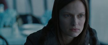 Movie still from “Two Lovers” (2008), directed by James Gray – A person with long dark hair; Close Up shot, Low angle