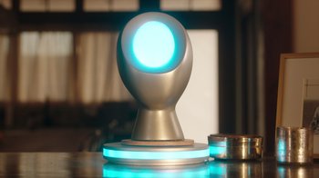 Movie still from “Deborah” (2022), directed by Noga Pnueli – An image of an electronic device on a table; Extreme Close Up shot, High angle