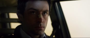 Movie still from “Upstream Color” (2013), directed by Shane Carruth – A person with a bandage on his nose; Close Up shot, Low angle