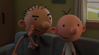 Movie still from “Diary of a Wimpy Kid: Rodrick Rules” (2022), directed by Gino Nichele – A couple of people that are next to each other; Close Up shot, Over the shoulder angle