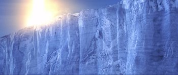 Movie still from “Die Another Day” (2002), directed by Lee Tamahori – The sun is shining on a mountain of ice; Extreme Wide shot, Low angle