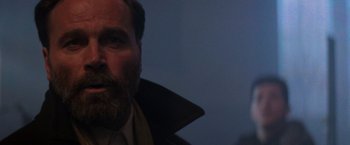 Movie still from “Die Hard 2” (1990), directed by Renny Harlin – A person with a beard; Close Up shot, Low angle