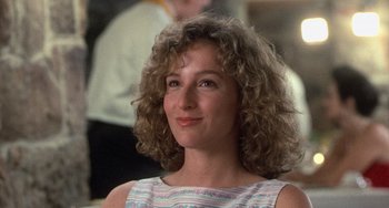 Movie still from “Dirty Dancing” (1987), directed by Emile Ardolino – A person with curly hair; Close Up shot, Over the shoulder angle