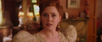 Movie still from “Disenchanted” (2022), directed by Adam Shankman – A person with red hair; Close Up shot, Over the shoulder angle