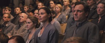 Movie still from “Divergent” (2014), directed by Neil Burger – A group of people sitting in a room; Medium shot, Over the shoulder angle