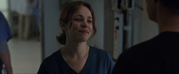 Movie still from “Doctor Strange” (2016), directed by Scott Derrickson – A person with a blue shirt; Close Up shot, Over the shoulder angle