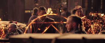 Movie still from “Doctor Strange in the Multiverse of Madness” (2022), directed by Sam Raimi – A man is standing in front of another man; Medium shot, Over the shoulder angle