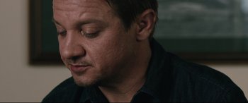 Movie still from “Wind River” (2017), directed by Taylor Sheridan – A man's eyes and face; Close Up shot, Over the shoulder angle