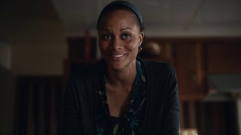 Movie still from “Euphoria” (2019), created by Sam Levinson – A woman wearing a head band and a black jacket; Close Up shot, Low angle