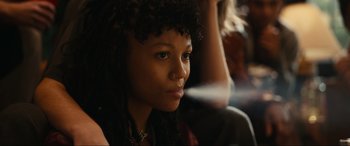 Movie still from “Dumb Money” (2023), directed by Craig Gillespie – A person sitting in a car; Close Up shot, Over the shoulder angle