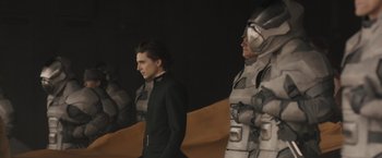 Movie still from “Dune” (2021), directed by Denis Villeneuve – Medium shot, Low angle