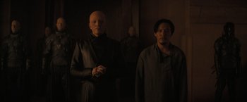 Movie still from “Dune” (2021), directed by Denis Villeneuve – Medium shot, Over the shoulder angle