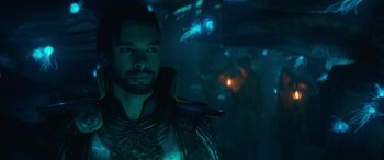 Movie still from “Dungeons & Dragons: Honor Among Thieves” (2023), directed by John Francis Daley – A person wearing a suit of armor; Close Up shot, Over the shoulder angle