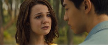 Movie still from “A Dog's Journey” (2019), directed by Gail Mancuso – A young woman and a young man looking at one another; Close Up shot, Over the shoulder angle