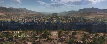 Movie still from “Eternals” (2021), directed by Chloé Zhao – An aerial view of an ancient egyptian city; Extreme Wide shot, High angle