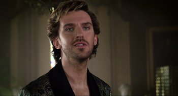 Movie still from “Eurovision Song Contest: The Story of Fire Saga” (2020), directed by David Dobkin – A person with long hair; Close Up shot, Over the shoulder angle