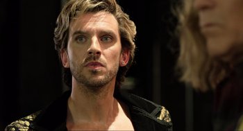 Movie still from “Eurovision Song Contest: The Story of Fire Saga” (2020), directed by David Dobkin – A person with long hair; Close Up shot, Over the shoulder angle