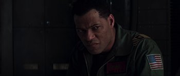 Movie still from “Event Horizon” (1997), directed by Paul W.S. Anderson – A person wearing a jacket; Close Up shot, Low angle