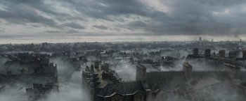 Movie still from “Fantastic Beasts: The Crimes of Grindelwald” (2018), directed by David Yates – A view of a city from a high point of view; Extreme Wide shot, High angle