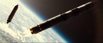 Movie still from “Ad Astra” (2019), directed by James Gray – A view of the earth taken from a space station; Extreme Wide shot, Overhead angle