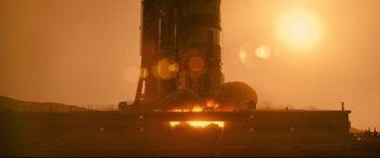 Movie still from “Ad Astra” (2019), directed by James Gray – An image of a rocket being fired in the sky; Extreme Wide shot, Low angle