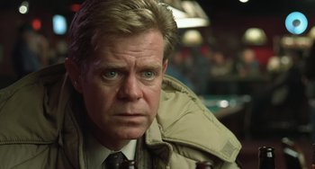 Movie still from “Fargo” (1996), directed by Ethan Coen – A person wearing a jacket; Close Up shot, Over the shoulder angle