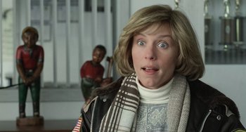 Movie still from “Fargo” (1996), directed by Ethan Coen – A person wearing a scarf; Close Up shot, Low angle