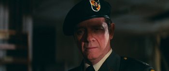 Movie still from “First Blood” (1982), directed by Ted Kotcheff – A person wearing a hat; Close Up shot, Low angle