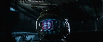 Movie still from “Alien” (1979), directed by Ridley Scott – The inside of a helmet; Close Up shot, Over the shoulder angle