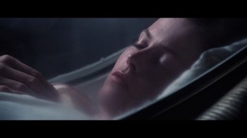 Movie still from “Alien” (1979), directed by Ridley Scott – A woman laying in a bath tub in a bathtub; Close Up shot, Overhead angle
