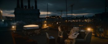 Movie still from “Flora and Son” (2023), directed by John Carney – Wide shot, Low angle