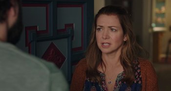 Movie still from “Flora & Ulysses” (2021), directed by Lena Khan – A person wearing a necklace; Close Up shot, Over the shoulder angle