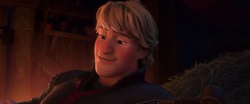 Movie still from “Frozen” (2013), directed by Jennifer Lee – Kristoff from frozen; Close Up shot, Low angle