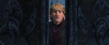 Movie still from “Frozen” (2013), directed by Jennifer Lee – A person looking at the camera; Medium shot, Over the shoulder angle