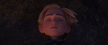 Movie still from “Frozen II” (2019), directed by Jennifer Lee – The face of kristoff from disney's ' frozen '; Close Up shot, High angle
